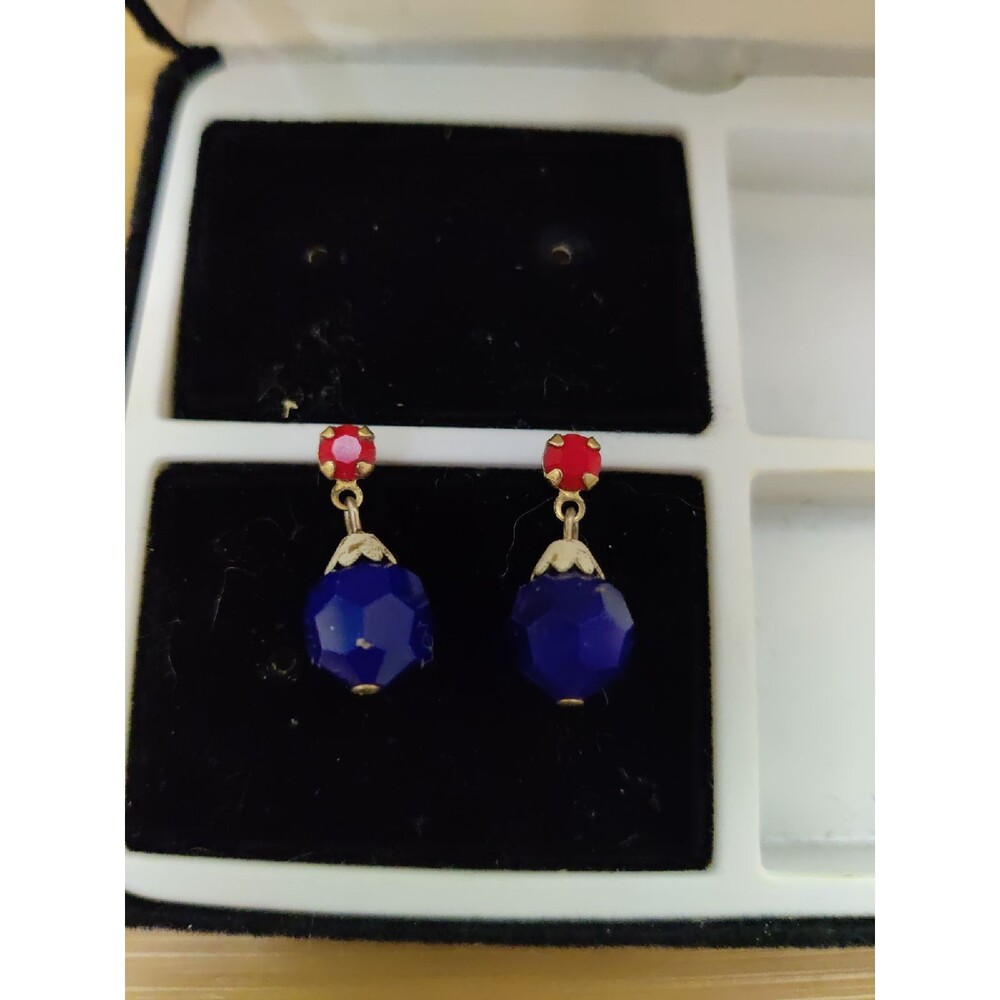 Red and Blue Bead Earrings